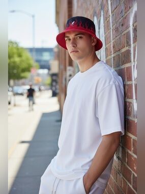 VISION OF SUPER X
KANGOL Black and Red Flame Bucket Hat